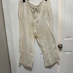 Liz Claiborne Light Cream Linen capris Drawstring Chinos